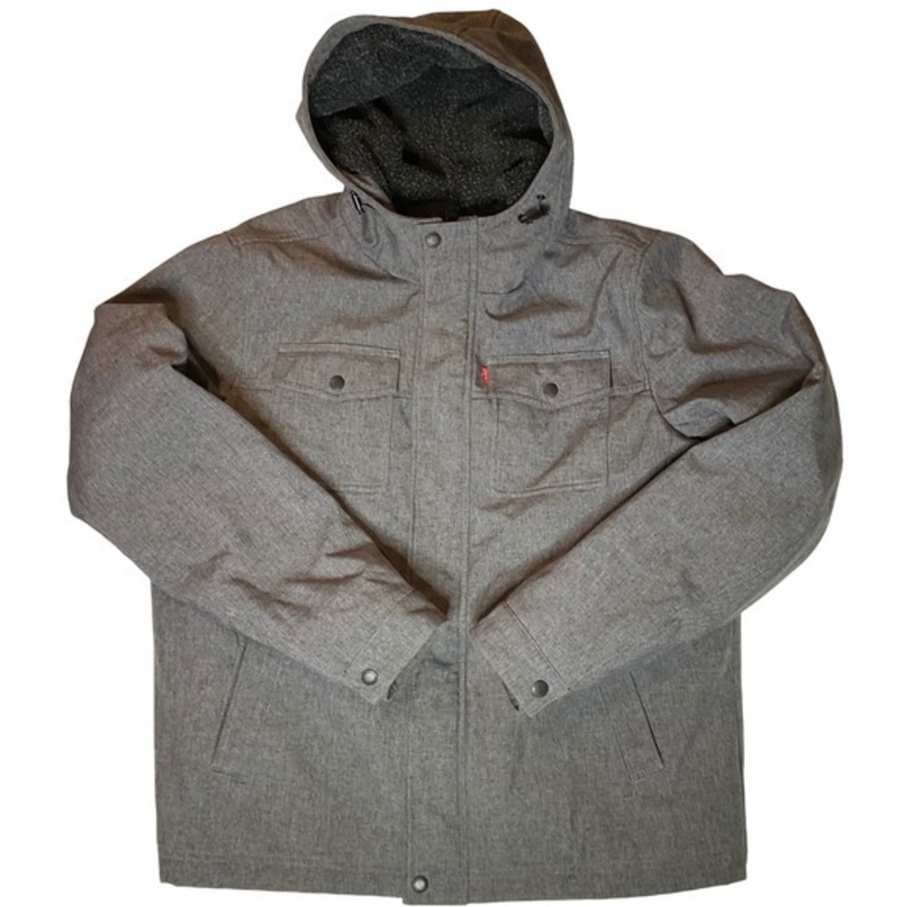 Levi's men's Soft Shell Sherpa Lined Hooded Storm Coat trucker jacket‎ L gray
